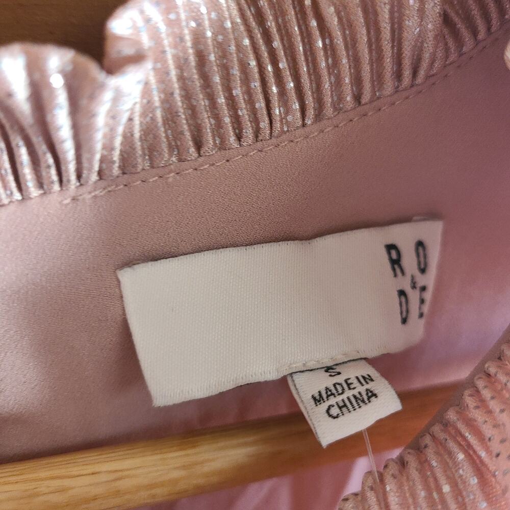 Anthropologie Estelle Dress Blush Pink Tiered Bridesmaid Pastel Metallic NWT S - Picture 5 of 7